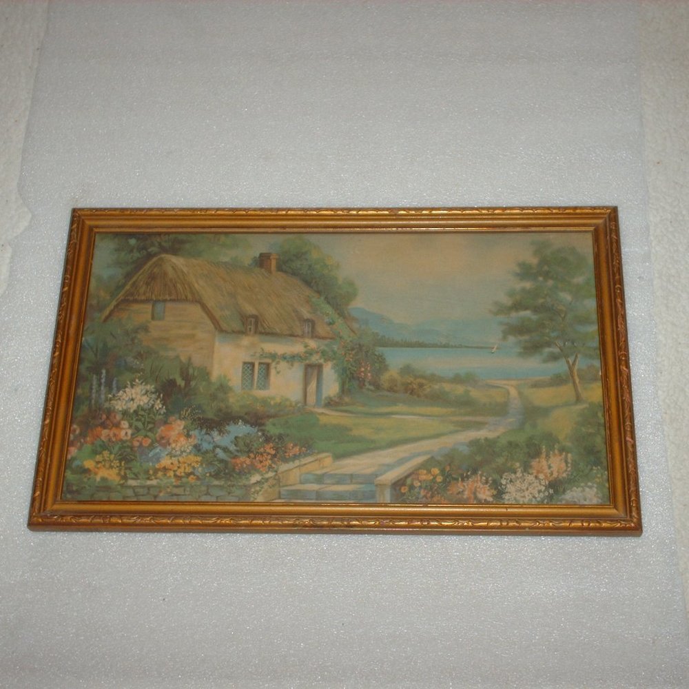 Antique R Atkinson Fox-like print of cottage